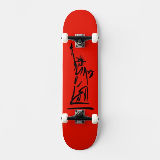 NY Lady Liberty Red Skateboard (Vorderseite)