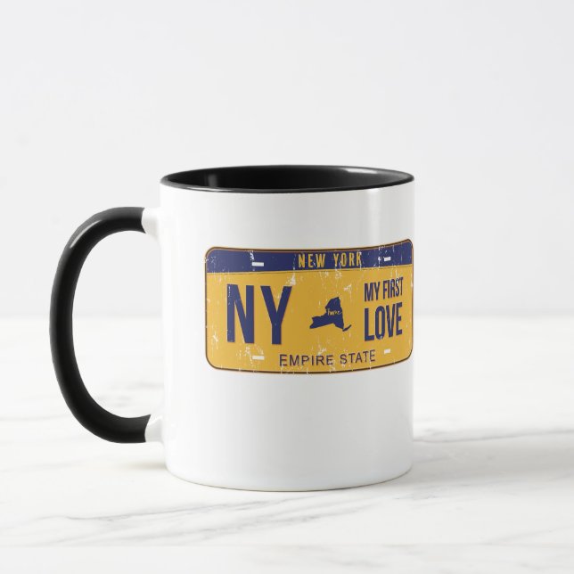 NY Mein erstes Liebe-Lizenzschild Tasse (Links)