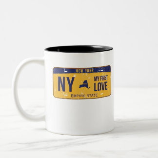 NY Mein erstes Liebe-Lizenzschild Zweifarbige Tasse