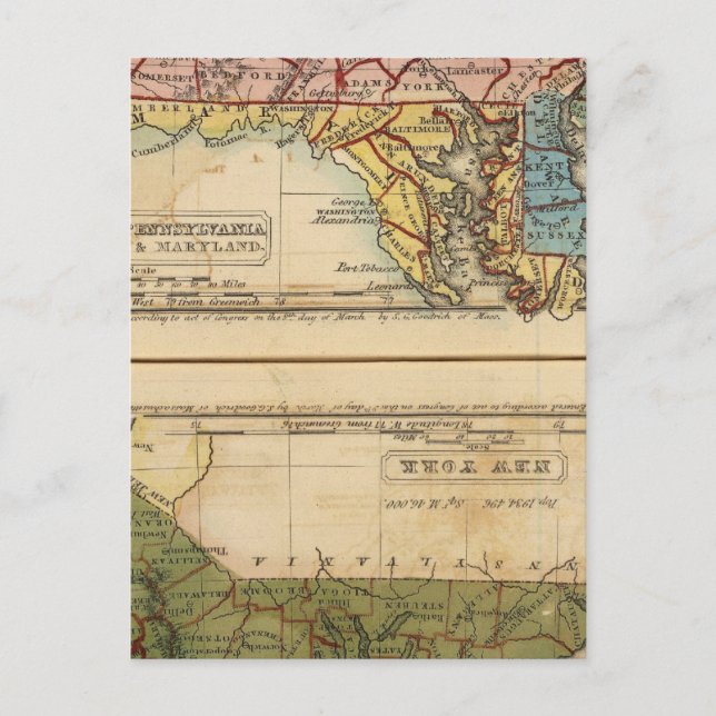 NY, NJ, Pa, Del, Md Postkarte (Vorderseite)