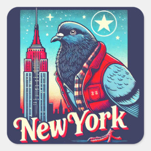 NY PIGEON 2 QUADRATISCHER AUFKLEBER