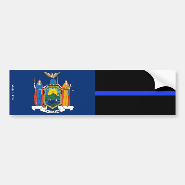 NY & Police Thin Blue Line Flag Autoaufkleber (Vorne)