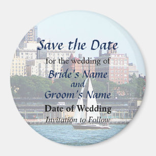 NY - Sailboat Against Manhattan Skyline Rett Date Magnet