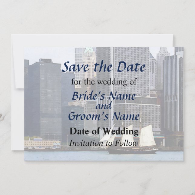 NY - Schooner gegen Manhattan Skyline Save The Date (Vorderseite)