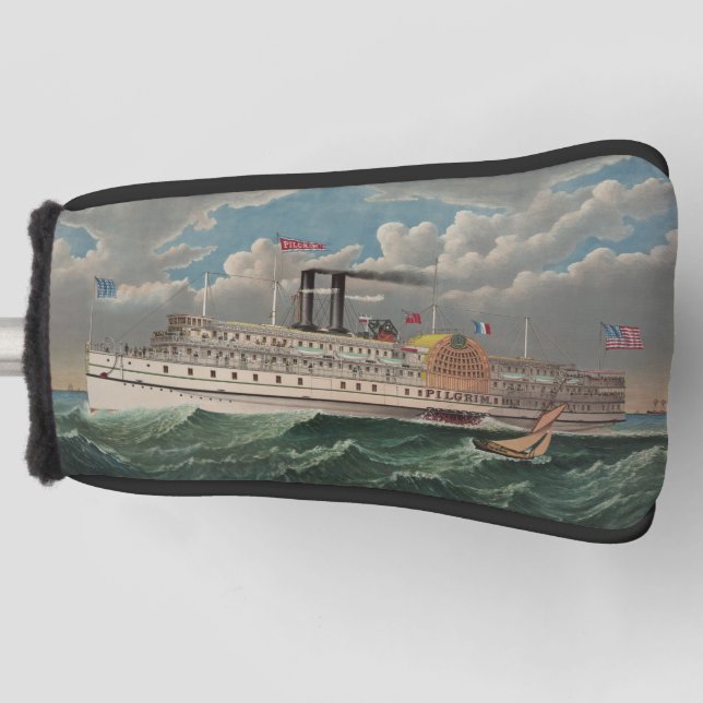 NY Voyage Grand Paddlewheel Dampfboot Pilgrim Golf Headcover (Vorderseite)