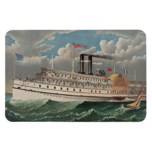 NY Voyage Grand Paddlewheel Dampfboot Pilgrim Magnet