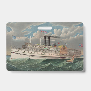 NY Voyage Grand Paddlewheel Dampfer The Pilgrim Ausweis