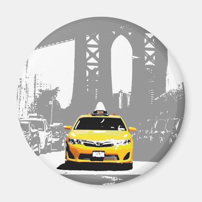 Ny Yellow Taxi Nyc Pop Art Image Brooklyn Bridge Magnet (Vorne)