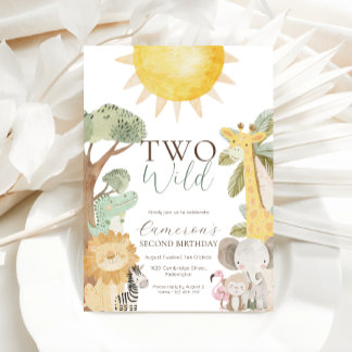 Nyala Safari Tiere Zwei wilde zweite Geburtstag Einladung