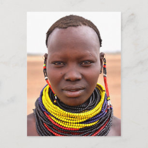 Nyangatom-Frau mit geblasenen Halsketten Postkarte