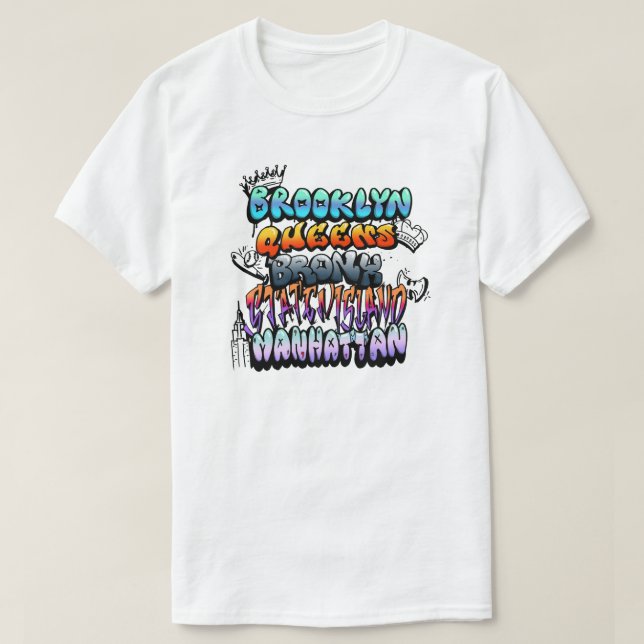 NYC 5 Boroughs Graffiti T-Shirt (Design vorne)