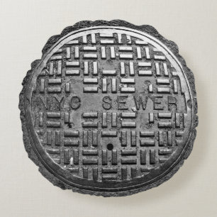NYC Abwasserkanal-Abdeckung Rundes Kissen