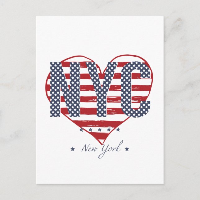 NYC American Flag Heart Postkarte (Vorderseite)