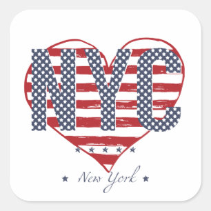 NYC American Flag Heart Quadratischer Aufkleber