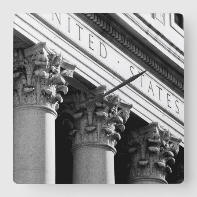 NYC Architektur VIII Quadratische Wanduhr (Vorderseite)