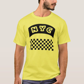 NYC Ausschnitt mit Taxi-Schachbrett und Fahne T-Shirt