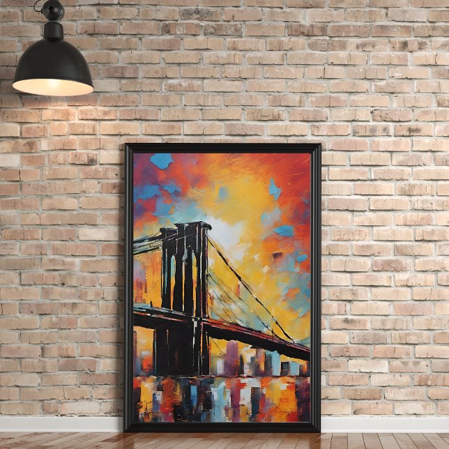 NYC bei Sunset Abstrakt, uneingerahmt Poster (Available in a variety of sizes, this unframed poster can be purchased with or without a faux mat.)