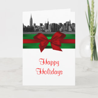 NYC breite Skyline ätzten BW-Weihnachtsfeiertag Feiertagskarte