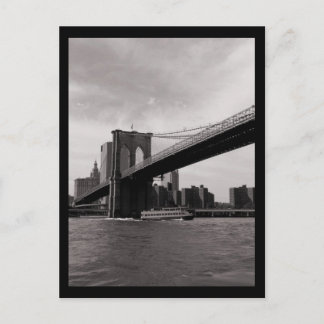 NYC Brooklyn Bridge B&W Postkarte