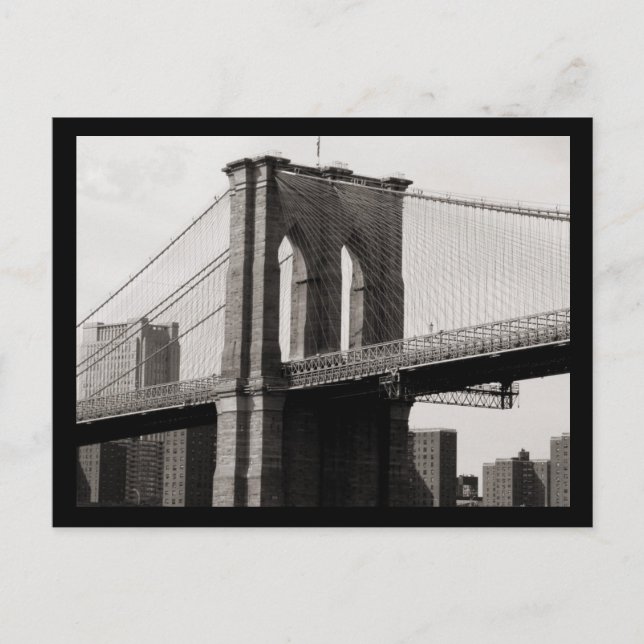 NYC Brooklyn Bridge Closeup Postkarte (Vorderseite)