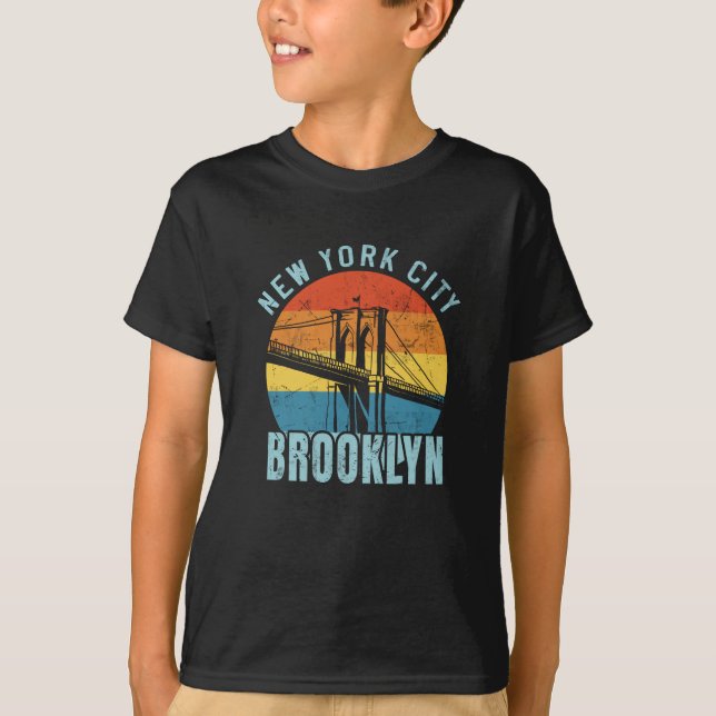 NYC Brooklyn Bridge Retro T-Shirt (Vorderseite)