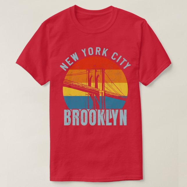 NYC Brooklyn Bridge Retro T-Shirt (Design vorne)