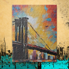 NYC Brooklyn Bridge Sunset Cityscape Puzzle
