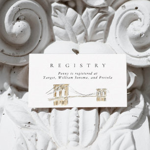 NYC Brooklyn Bridge Watercolor Bridal Registry Begleitkarte