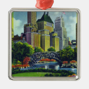 NYC Central Park-Ansicht 5. Allee-Hotels Silbernes Ornament