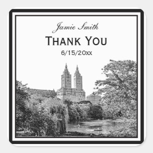 NYC Central Park See San Remo geätztes SQ Danke Quadratischer Aufkleber
