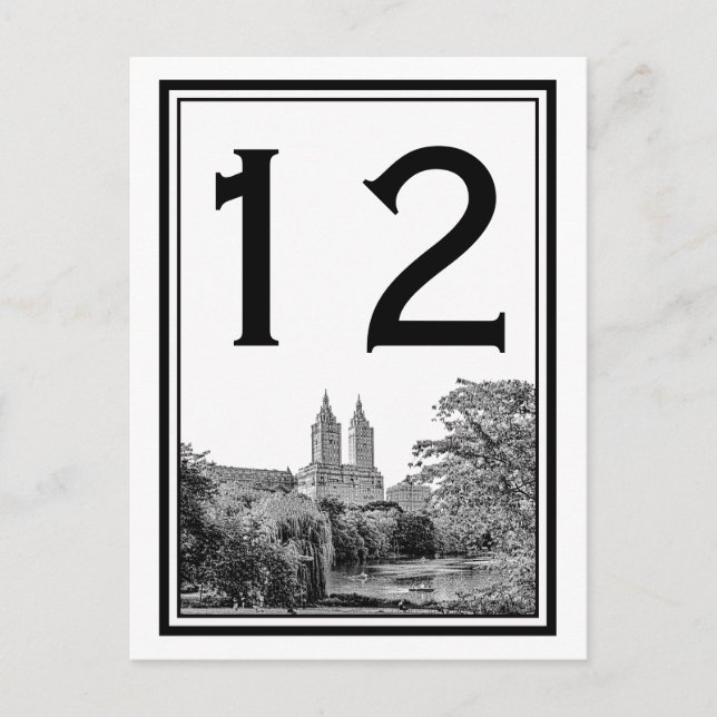 NYC Centro Pk Lake San Remo Etched SQ Tischnummer (Vorderseite)