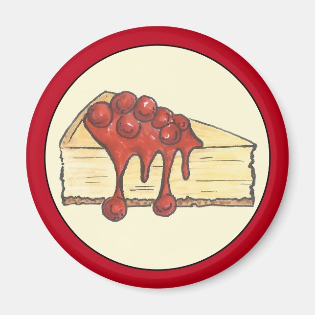 NYC Cherry Cheesecake Slice Dessert Backfood Magnet (Vorne)