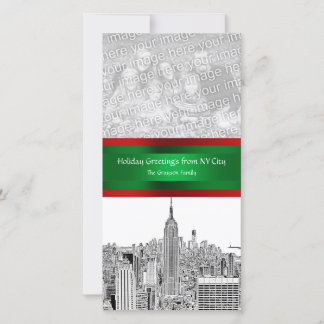 NYC Christmas Etched ESB Skyline, Ihr Foto Feiertagskarte