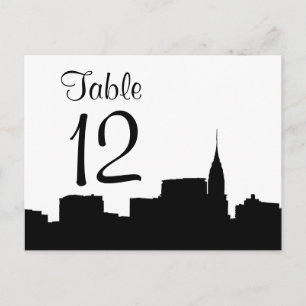 NYC Chrys Skyline Silhouette Blk Wht Tischnummer