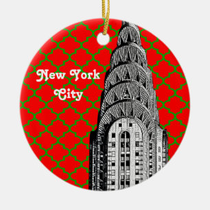 NYC Chrysler Building Kuppel Rot Grüner Vierpass W Keramik Ornament