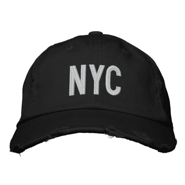 NYC DISTRESSED TWILL BASEBALL CAP BESTICKTE BASEBALLKAPPE (Vorderseite)