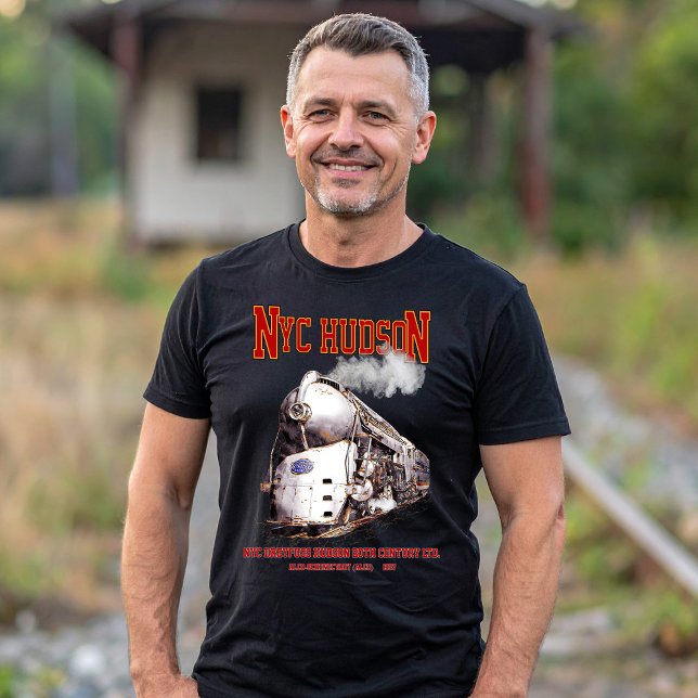 NYC Dreyfuss Hudson Loco. 20th Century Limited T-Shirt (NYC Dreyfuss Hudson Locomotive. 20th Century Limited. Mens Basic T-Shirt)