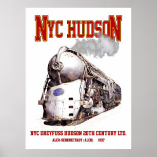 NYC Dreyfuss Hudson Lok. 20. Jahrhundert Limited Poster
