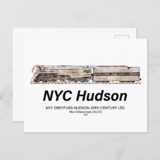 NYC Dreyfuss Hudson Steam Locomotive. Profile Postkarte