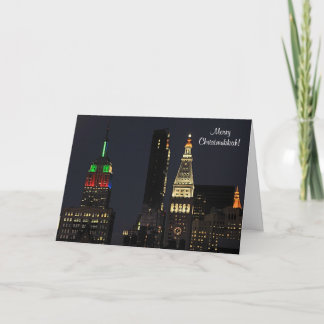 NYC Empire State Bldg in Christmas Hanukah Farben Feiertagskarte