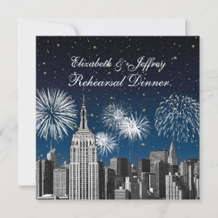NYC ESB Skyline Blue Star Feuerwerk-Probeessen Einladung