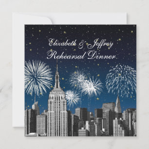 NYC ESB Skyline Blue Star Firewoks Probe Abendesse Einladung