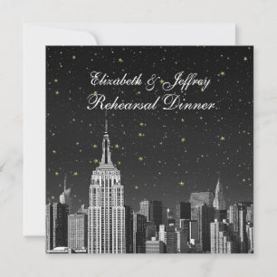 NYC ESB Skyline Etched Black Star Probe Dinner Einladung