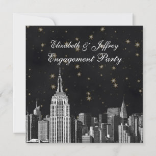 NYC ESB-Skyline geätzt schwarzer Sternenhimmel-Ver Einladung