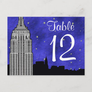 NYC ESB Skyline Silhouette Blu2 Strry Tischzahl Postkarte