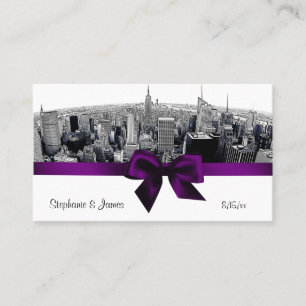 NYC Etched Fisheye Skyline BW Lila Escortkarten Platzkarte