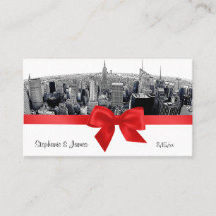 NYC Etched Fisheye Skyline BW Red Escort Cards Platzkarte