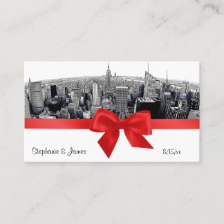 NYC Etched Fisheye Skyline BW Rote Platzkarten #2