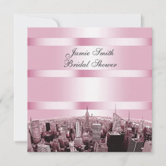 NYC Etched Skyline 2, Black Pink Brautparty Einladung