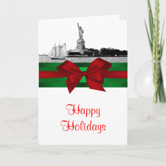 NYC Etched Statue of Liberty Christmas Holiday Feiertagskarte